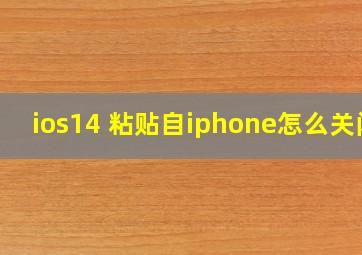 ios14 粘贴自iphone怎么关闭